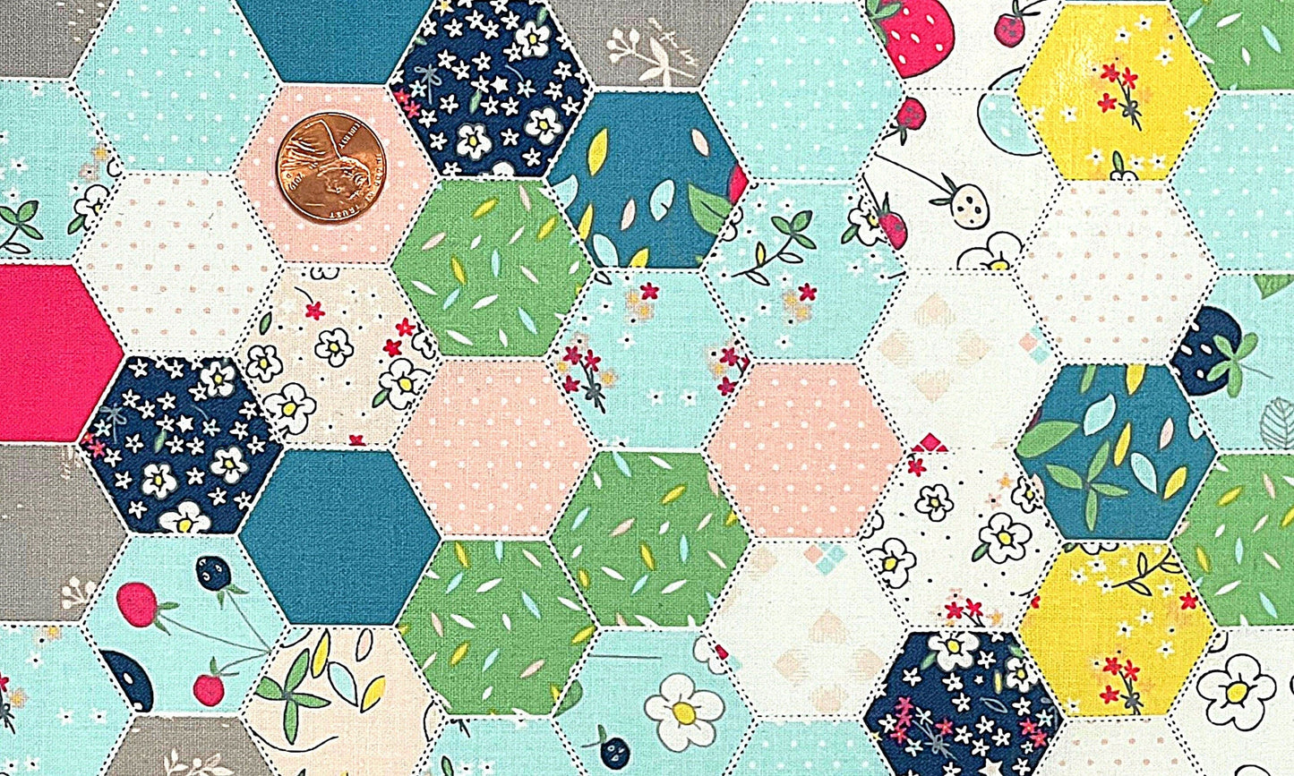 LAMINATED cotton fabric - Serendipity-Quilt-Aqua (sold continuous by the half yard) BPA free, Food Safe Fabric