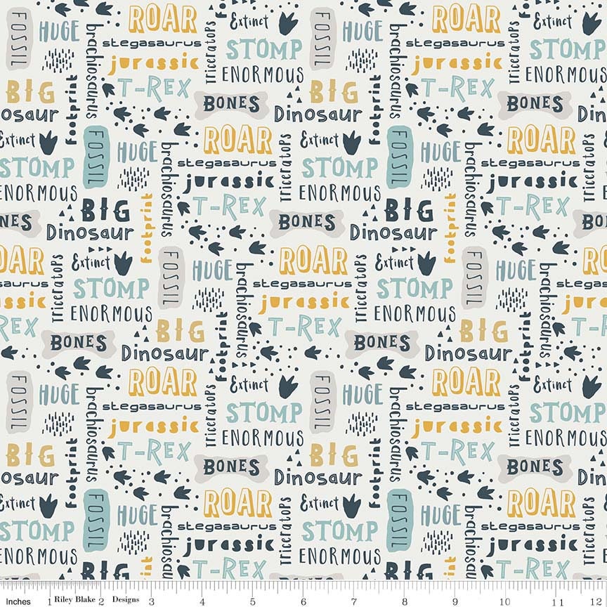 Fossil Rim Fossil Words - LAMINATED Cotton Fabric - Riley Blake