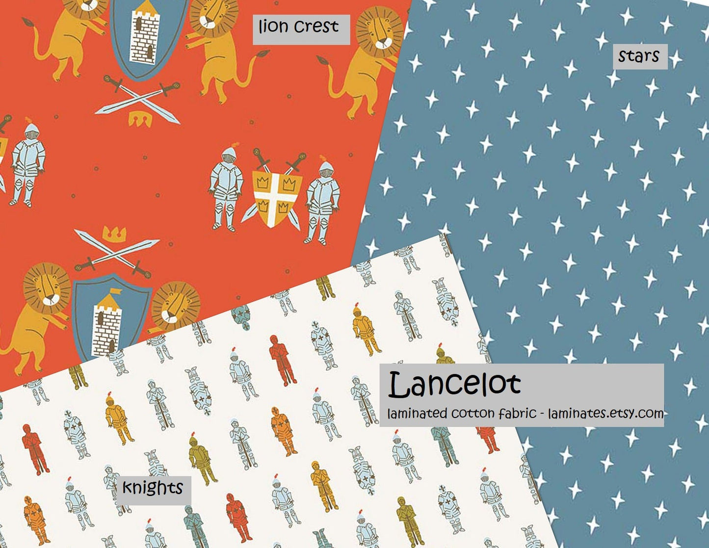 Lancelot Knights Cream - LAMINATED Cotton Fabric - Riley Blake