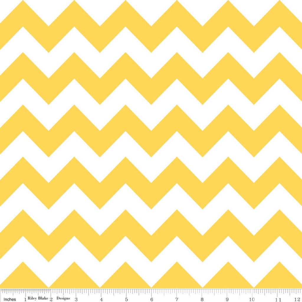 Chevron Yellow - LAMINATED Cotton Fabric - Riley Blake