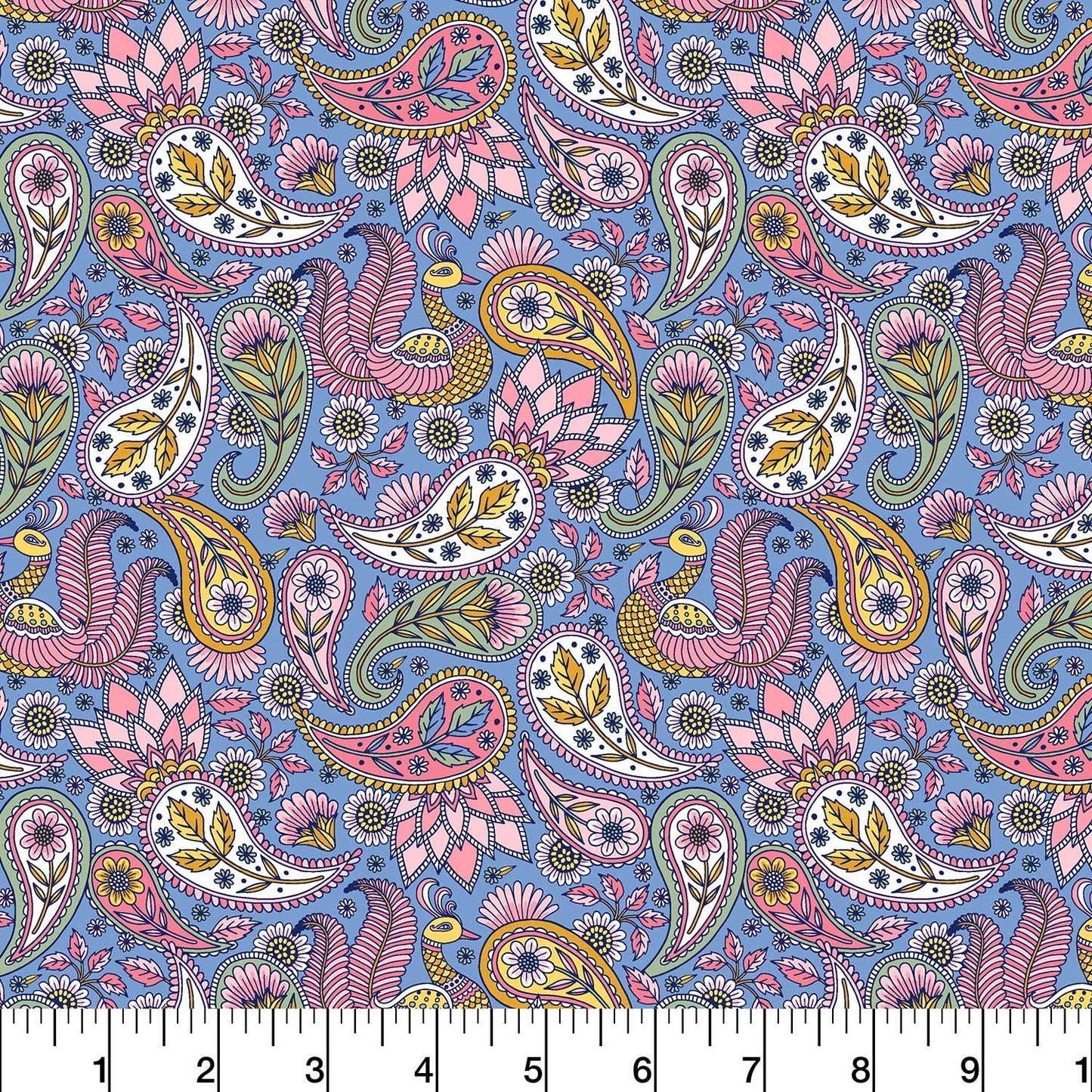 Paisley Mix - Wide Width - LAMINATED Cotton Fabric - Robert Kaufman