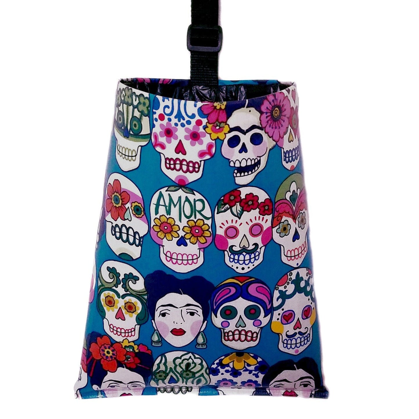 Frida Kahlo Gota blue LAMINATED Cotton Fabric - Alexander Henry