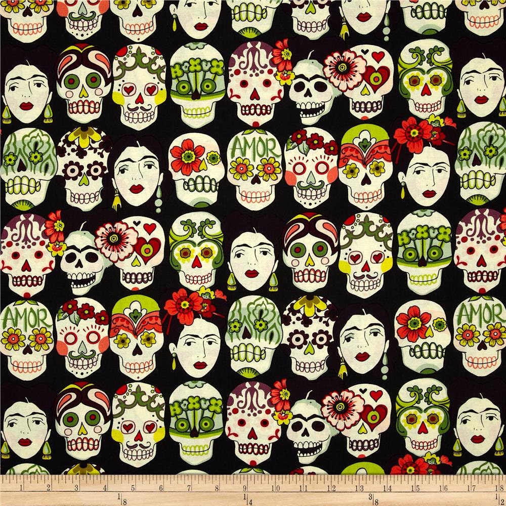 Frida Kahlo Gota dark purple - LAMINATED Cotton Fabric - Alexander Henry