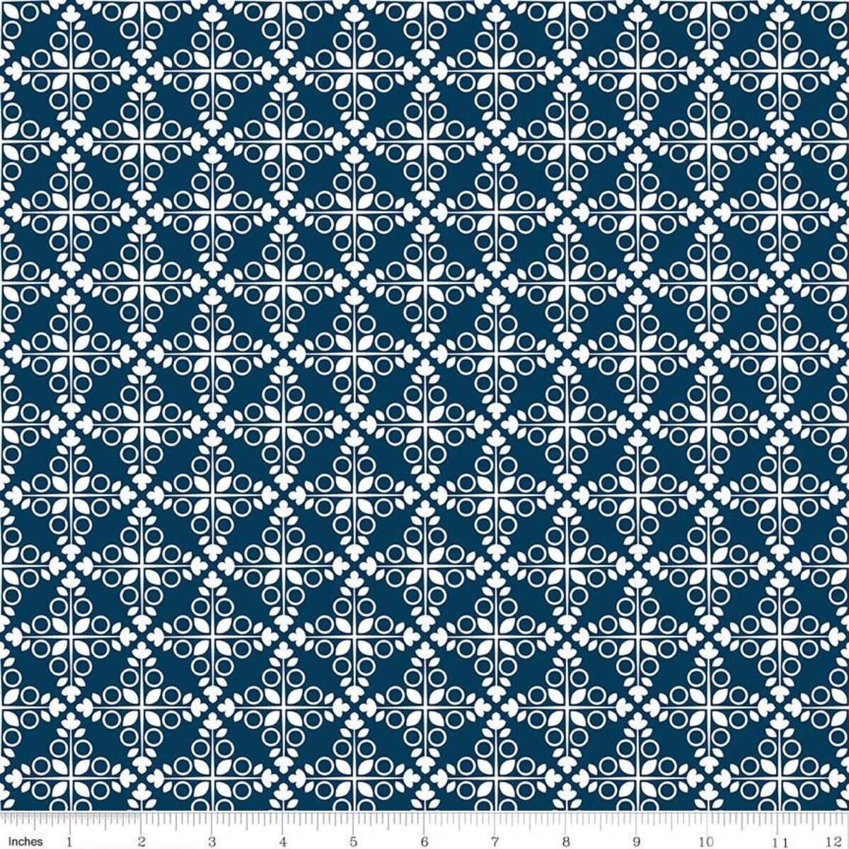 Garden Party Trellis Navy - LAMINATED Cotton Fabric - Riley Blake