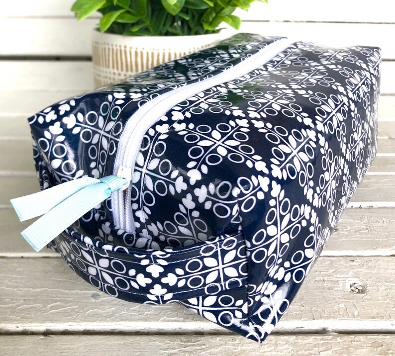 Garden Party Trellis Navy - LAMINATED Cotton Fabric - Riley Blake