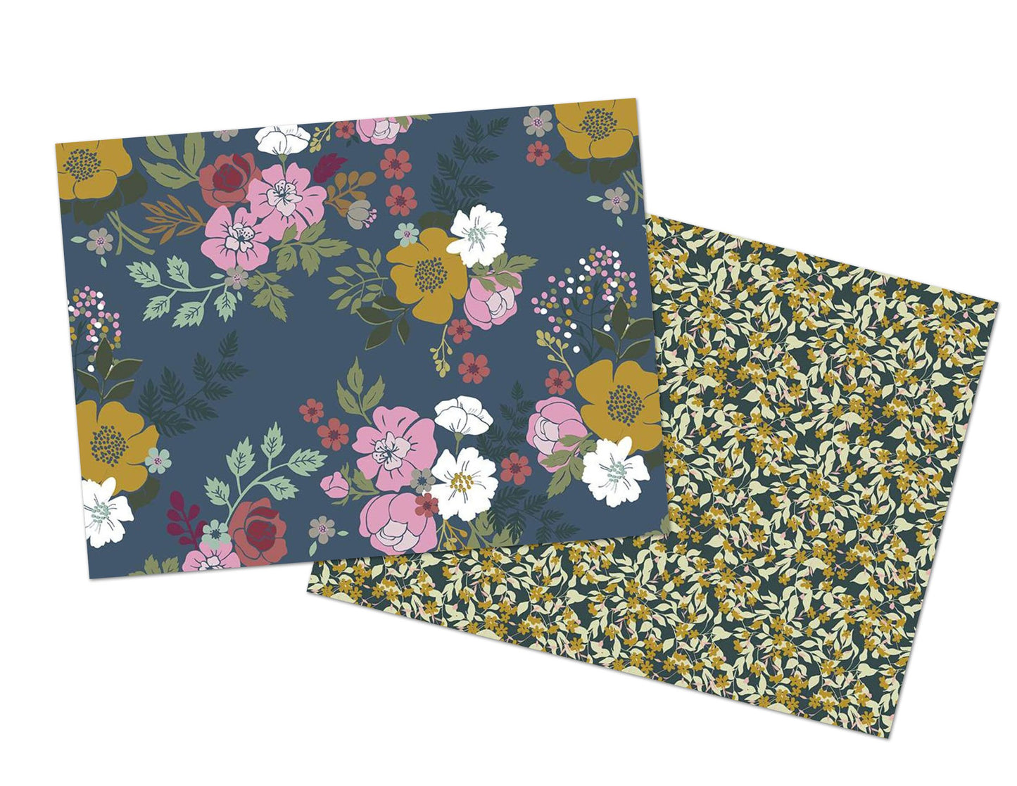 Whimsical Romance Main Denim - LAMINATED Cotton Fabric - Riley Blake