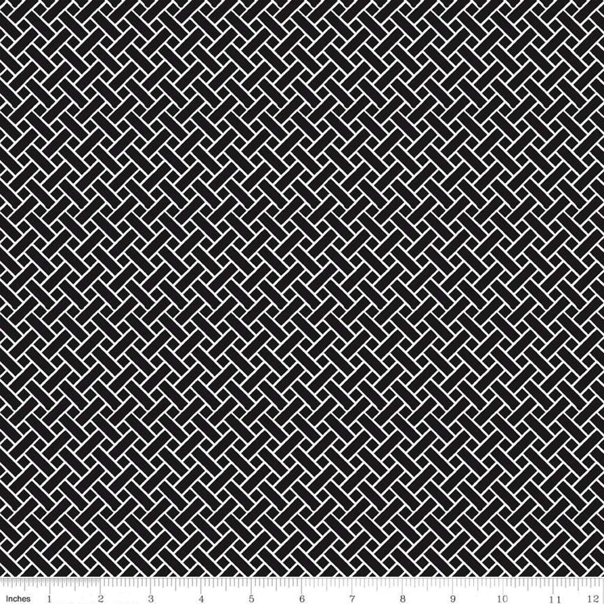 Classic Caskata Wicker Black - LAMINATED Cotton Fabric - Riley Blake