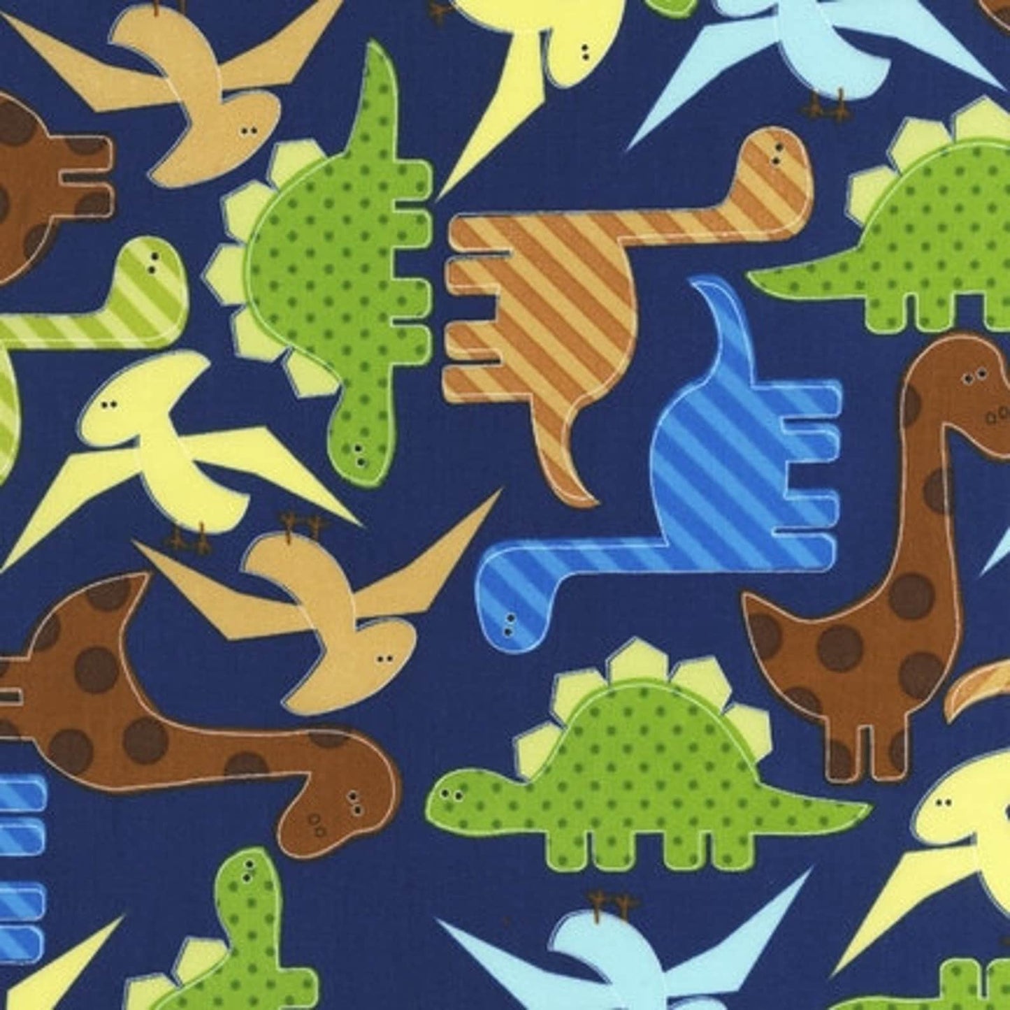 Dinosaurs Navy - Wide Width - LAMINATED Cotton Fabric -Robert Kaufman