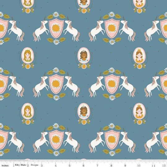 Guinevere Main Dark Blue - LAMINATED Cotton Fabric - Riley Blake