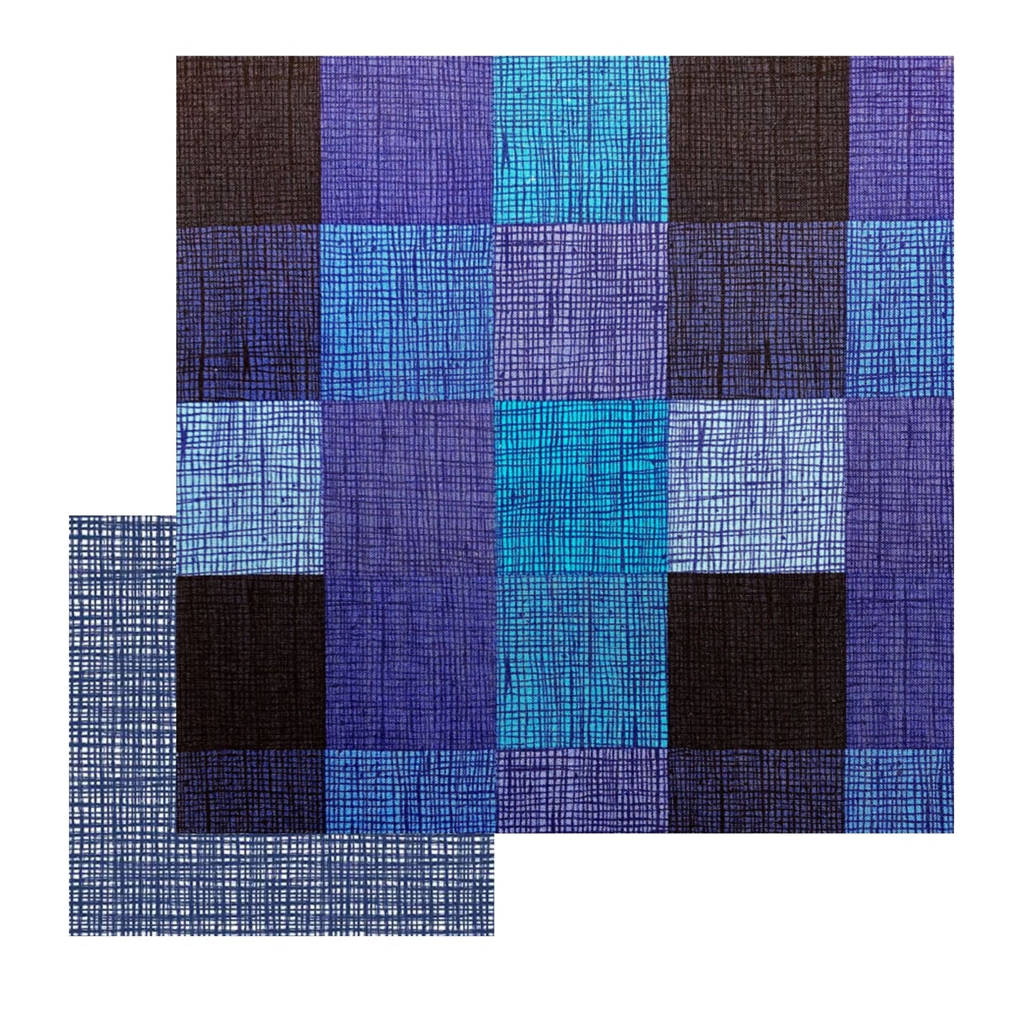 Blue Tonal Heath Check - LAMINATED Cotton Fabric - Alexander Henry