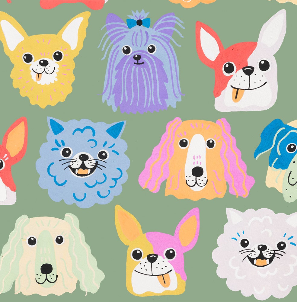 This Canine is Mine Olive - LAMINATED Cotton Fabric - Alexander Henry