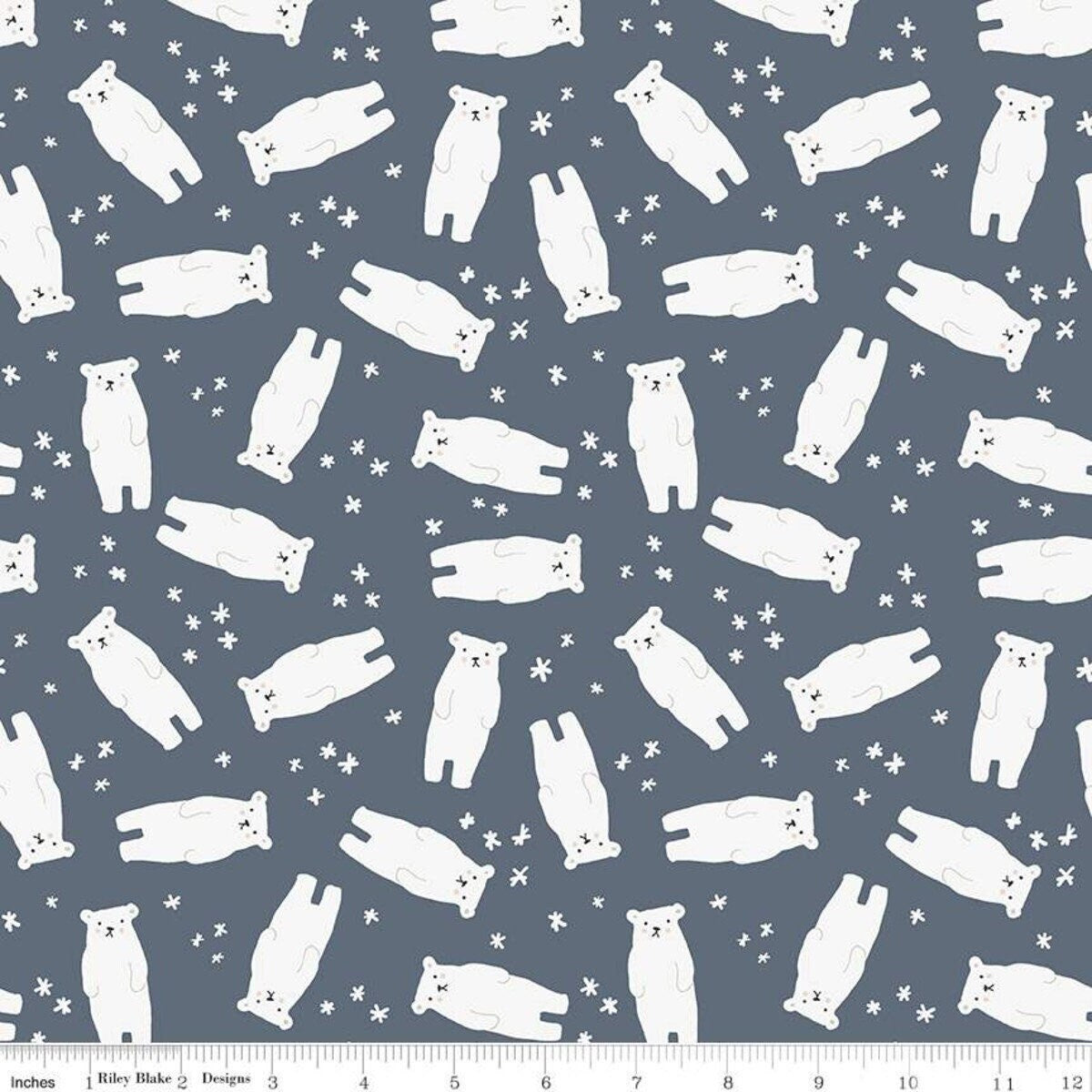 Nice Ice Baby Polar Bears Navy - LAMINATED Cotton Fabric - Riley Blake