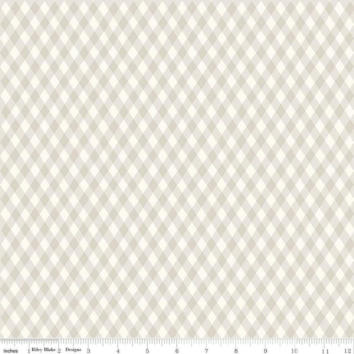 Honey Bee Plaid Taupe - LAMINATED Cotton Fabric - Riley Blake
