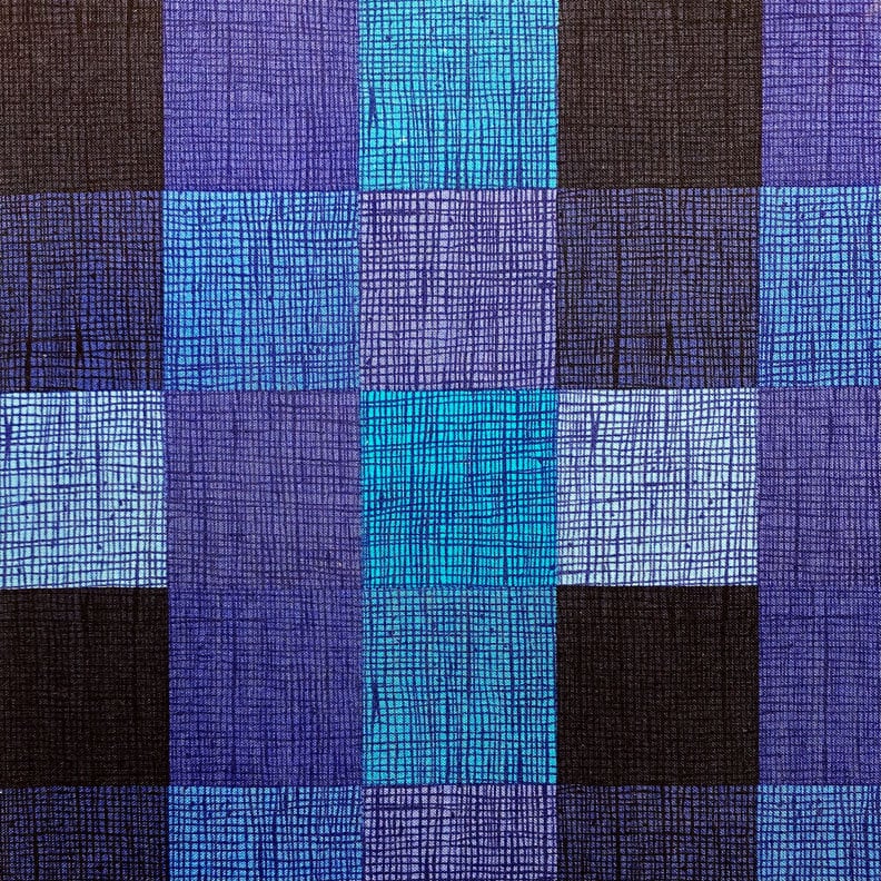 Blue Tonal Heath Check - LAMINATED Cotton Fabric - Alexander Henry