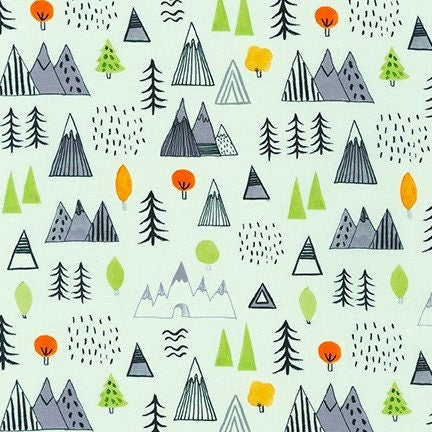 Mountains - Wide Width - LAMINATED Cotton Fabric - Robert Kaufman