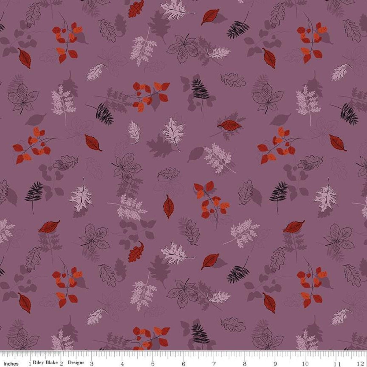 Maple Leaves Purple - LAMINATED Cotton Fabric - Riley Blake