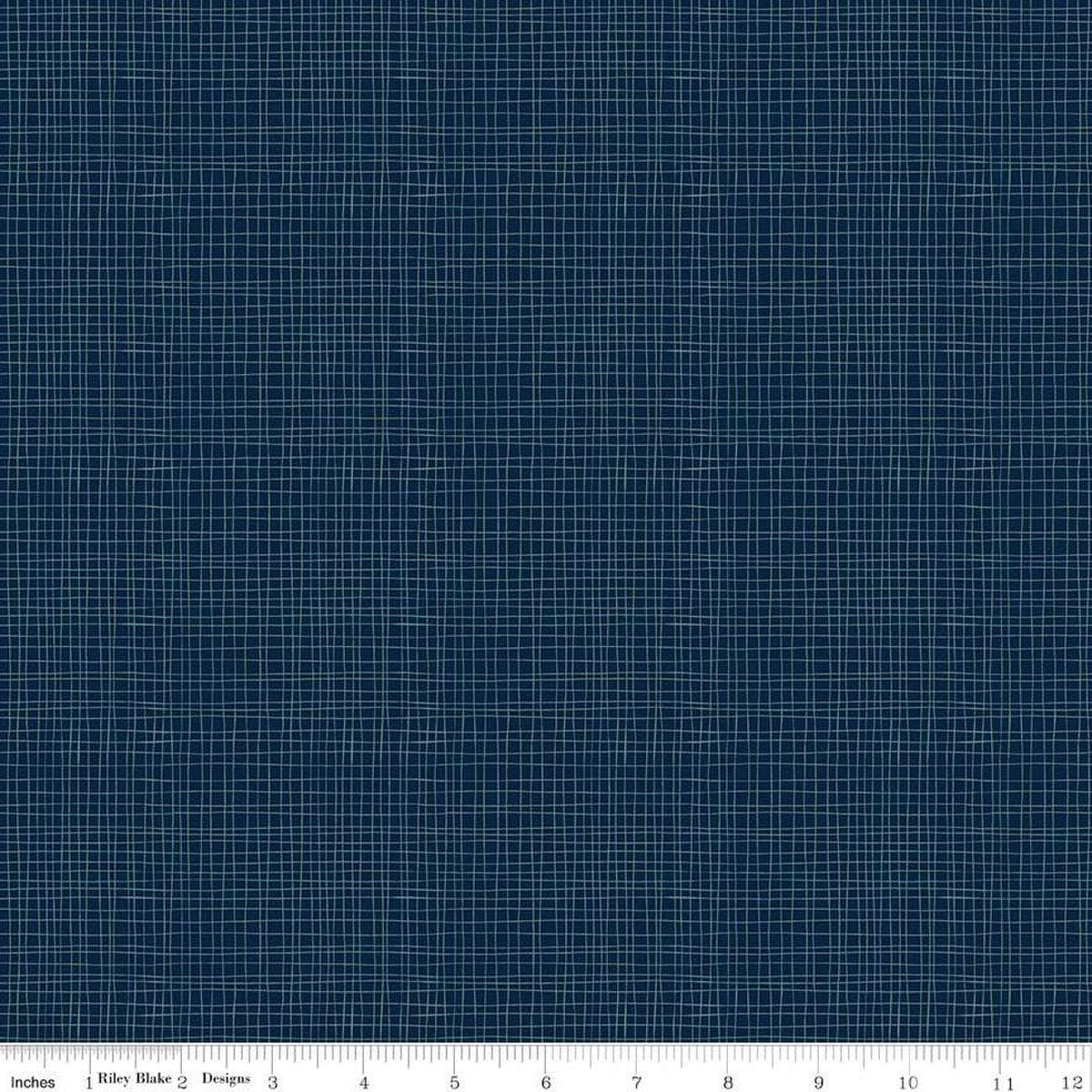 Riley Blake - Love You S'more - Weave Navy - LAMINATED Cotton Fabric by the Half Yard