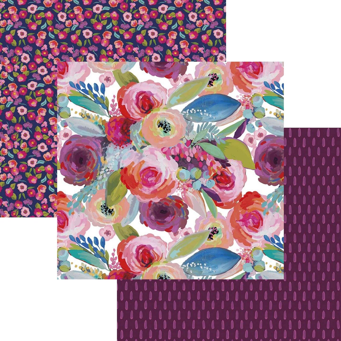 Blissful Blooms Navy - LAMINATED Cotton Fabric - Riley Blake