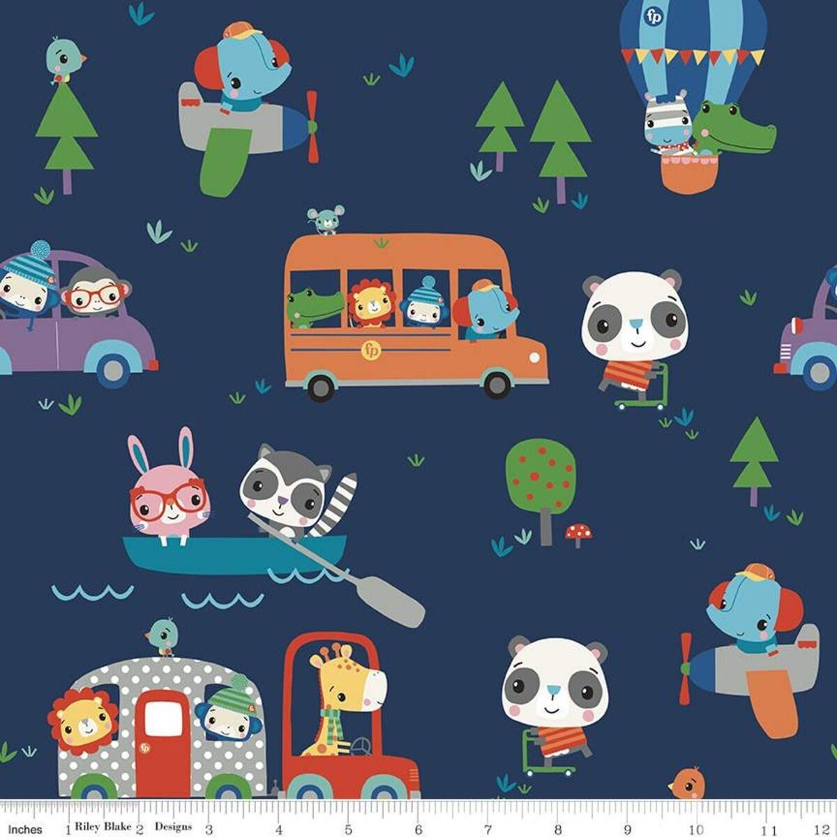 Let's Play Main Navy - LAMINATED Cotton Fabric - Riley Blake