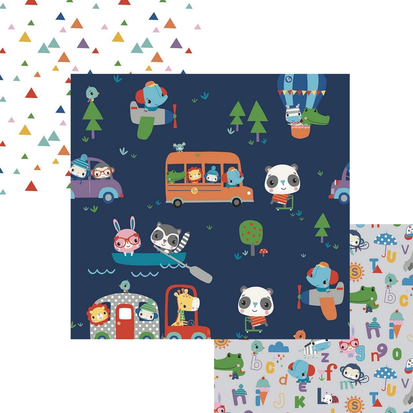 Let's Play Main Navy - LAMINATED Cotton Fabric - Riley Blake