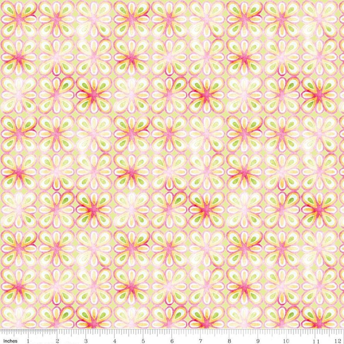 Glohaven Petals Green - LAMINATED Cotton Fabric - Riley Blake