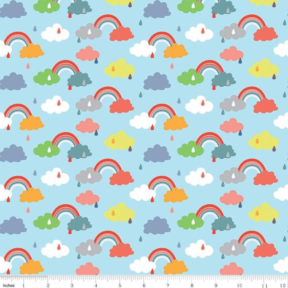 Noah's Ark Promise Blue - LAMINATED Cotton Fabric - Riley Blake