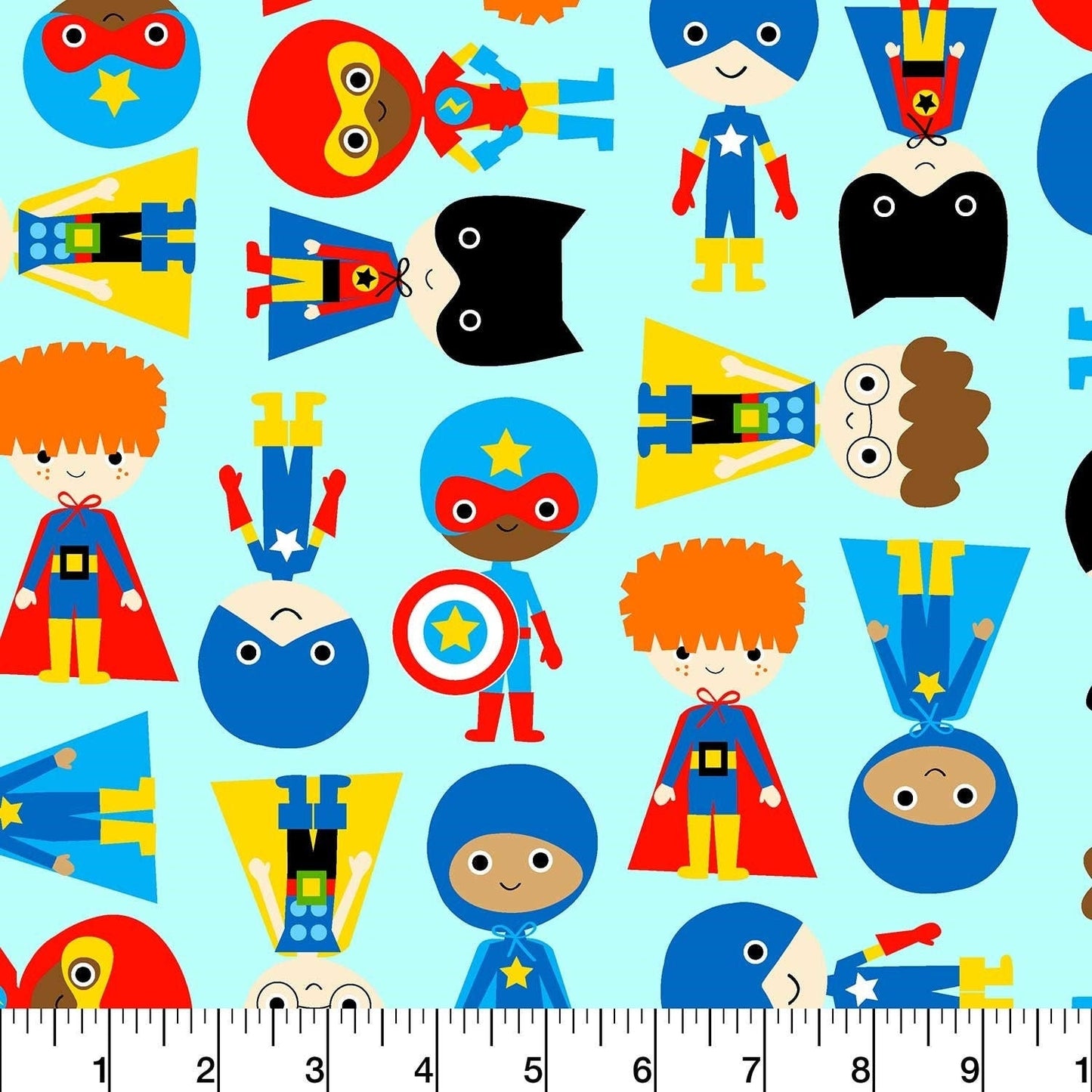 Super Kids Blue - Wide Width - LAMINATED Cotton Fabric - Robert Kaufman
