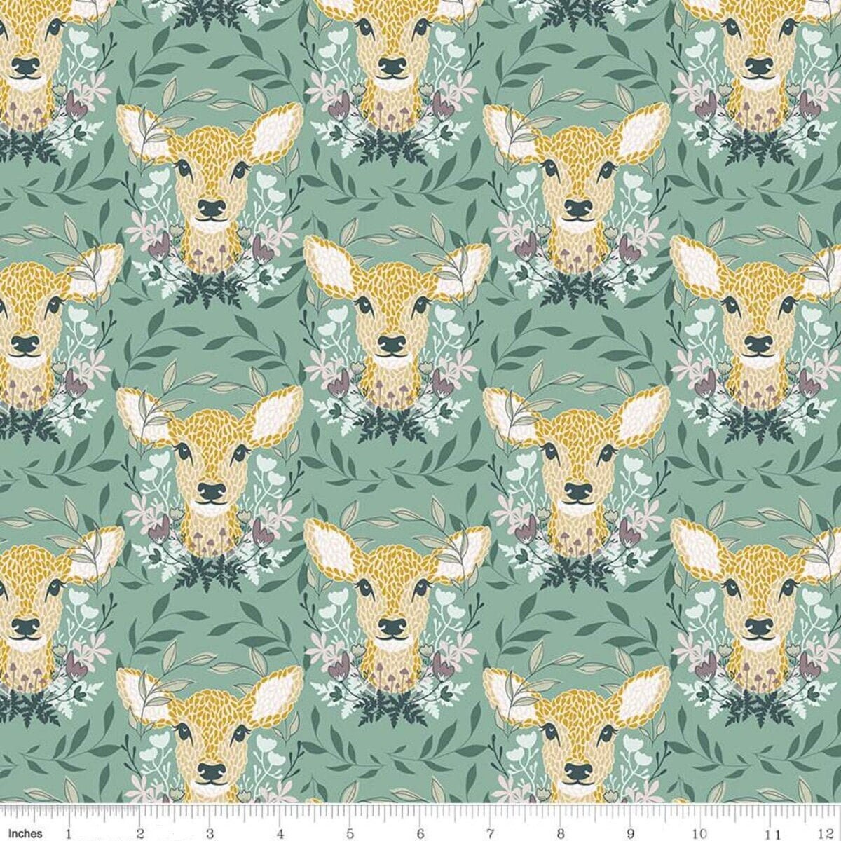 LAMINATED cotton fabric - Harmony Deer Doe Head (sold continuous by the half yard) Food Safe Fabric, BPA free
