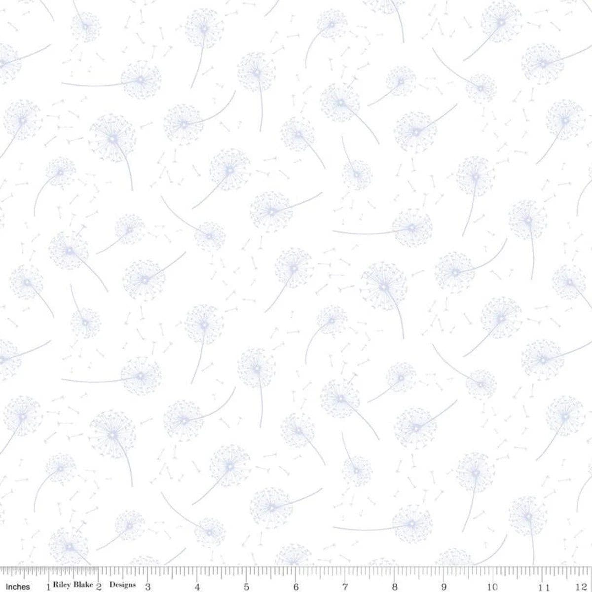 Riley Blake - On the Wind Seeds White - LAMINATED Cotton Fabric by the Half Yard