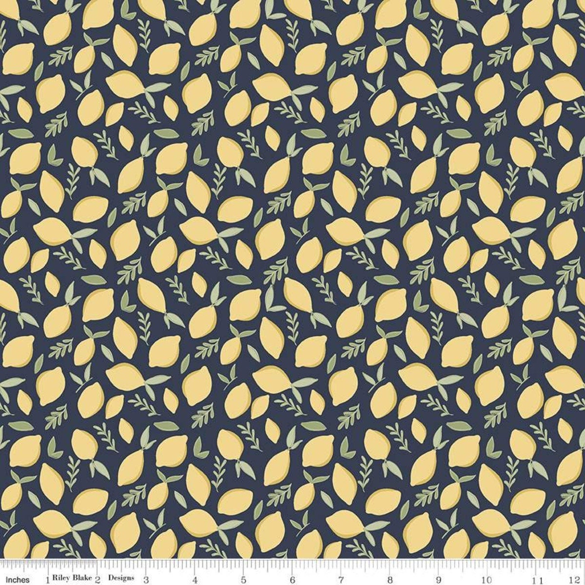 Daybreak Lemons Midnight - LAMINATED Cotton Fabric - Riley Blake