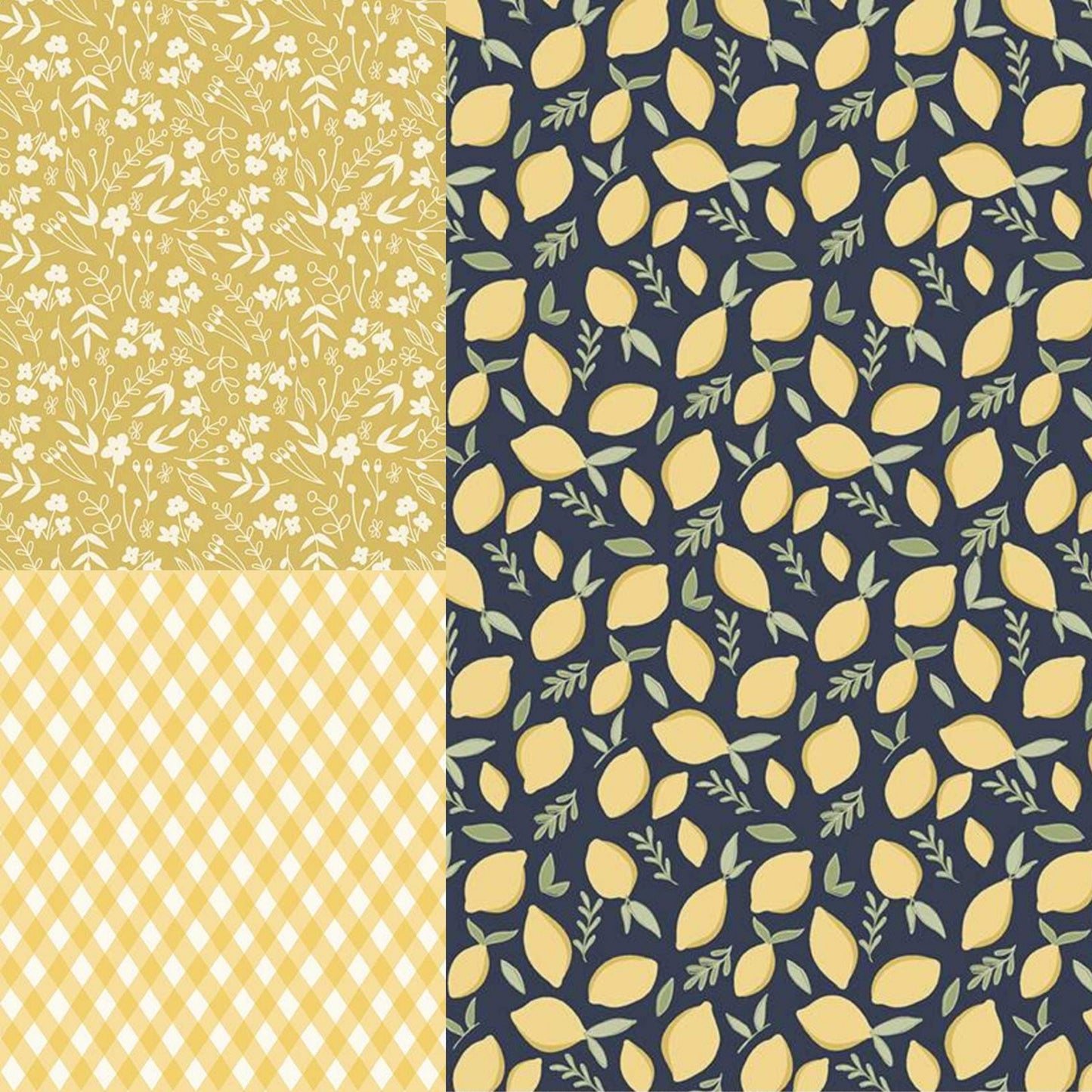 Daybreak Lemons Midnight - LAMINATED Cotton Fabric - Riley Blake
