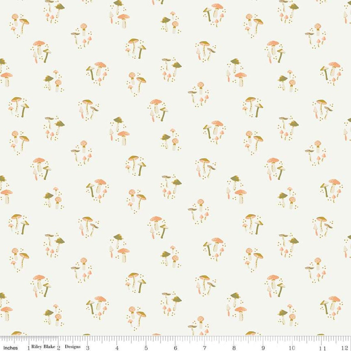 Mushrooms Cream - LAMINATED Cotton Fabric - Riley Blake