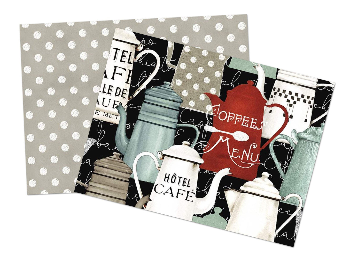 Coffee Chalk Pots Black - LAMINATED Cotton Fabric - Riley Blake