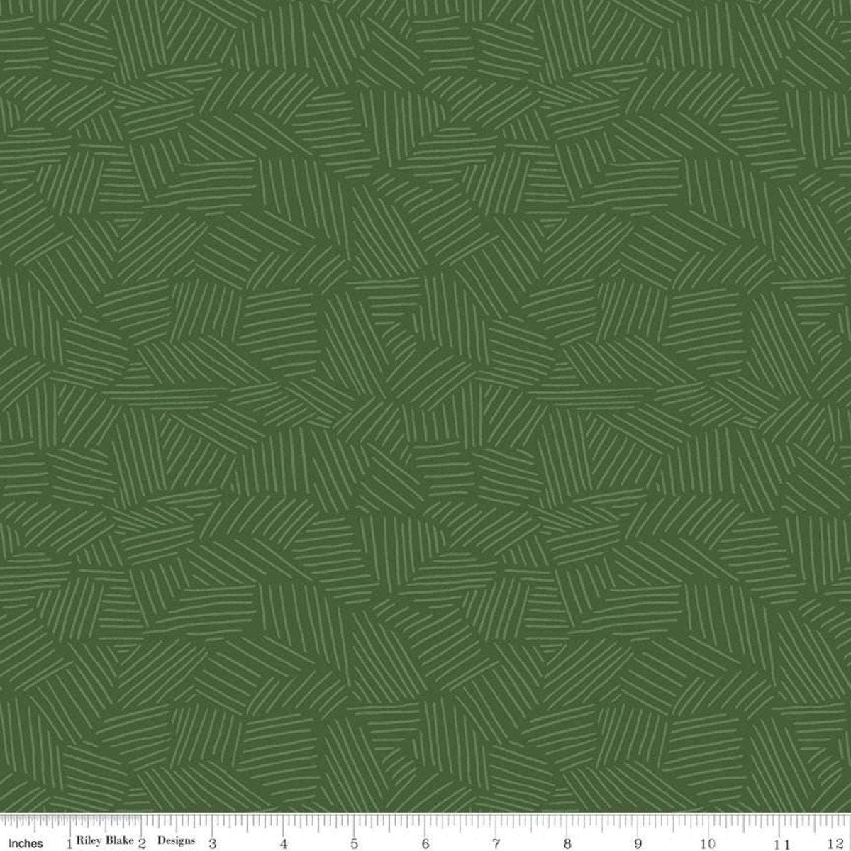 Leafy Keen Sketch Pine - LAMINATED Cotton Fabric - Riley Blake