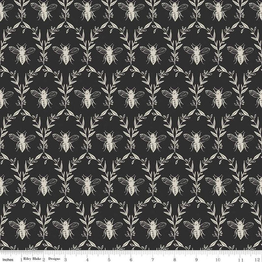 LAMINATED cotton fabric - Honey Bee Black (sold continuous by the half yard) Food Safe Fabric, BPA free