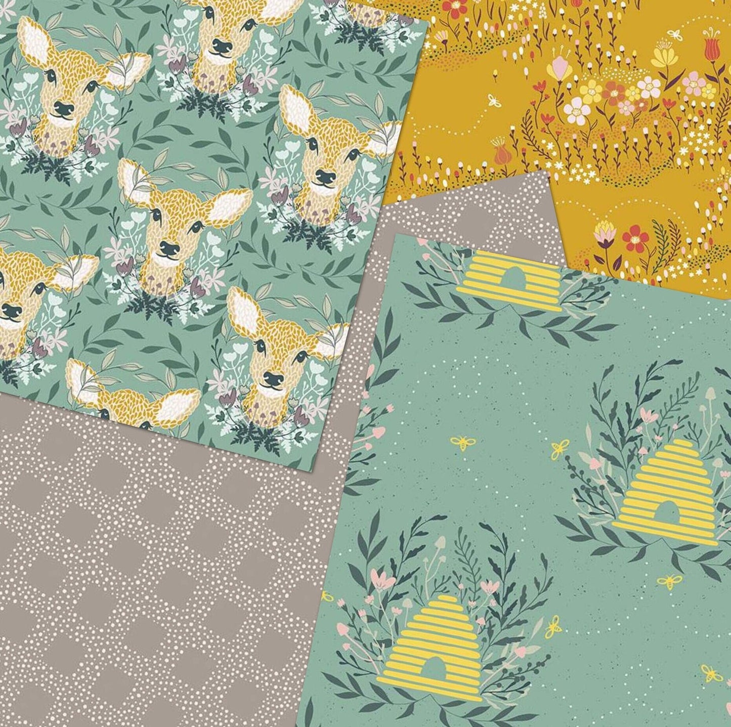 LAMINATED cotton fabric - Harmony Deer Doe Head (sold continuous by the half yard) Food Safe Fabric, BPA free