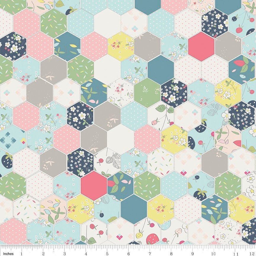 LAMINATED cotton fabric - Serendipity-Quilt-Aqua (sold continuous by the half yard) BPA free, Food Safe Fabric