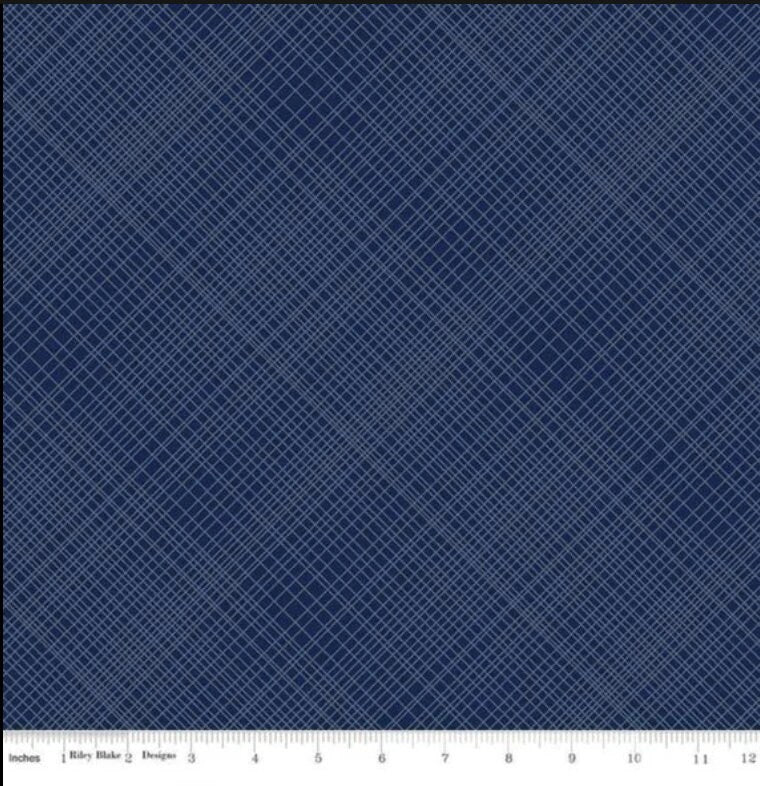Hey Mister Plaid Collar Navy - LAMINATED Cotton Fabric - Riley Blake