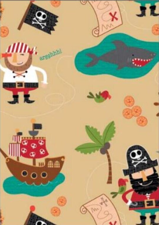 Blackbeard Main Gold - LAMINATED Cotton Fabric - Riley Blake