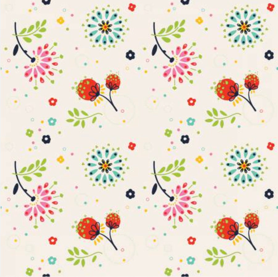 Jubilee Toss Cream - LAMINATED Cotton Fabric - Riley Blake