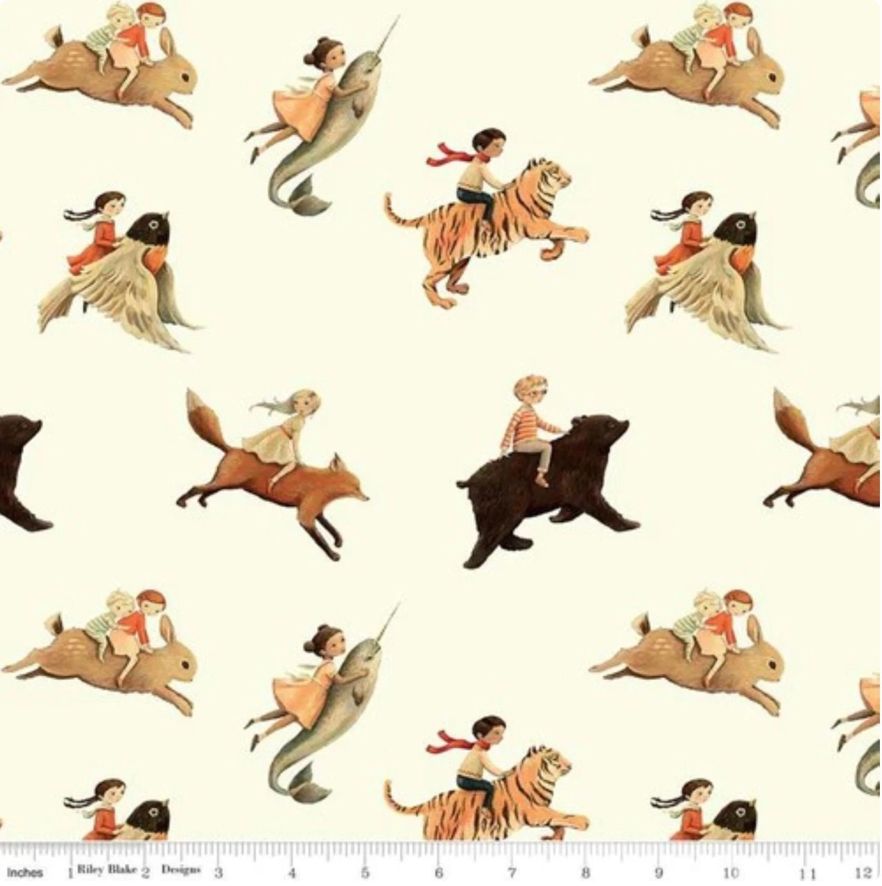 Dream World Main Cream - LAMINATED Cotton Fabric - Riley Blake