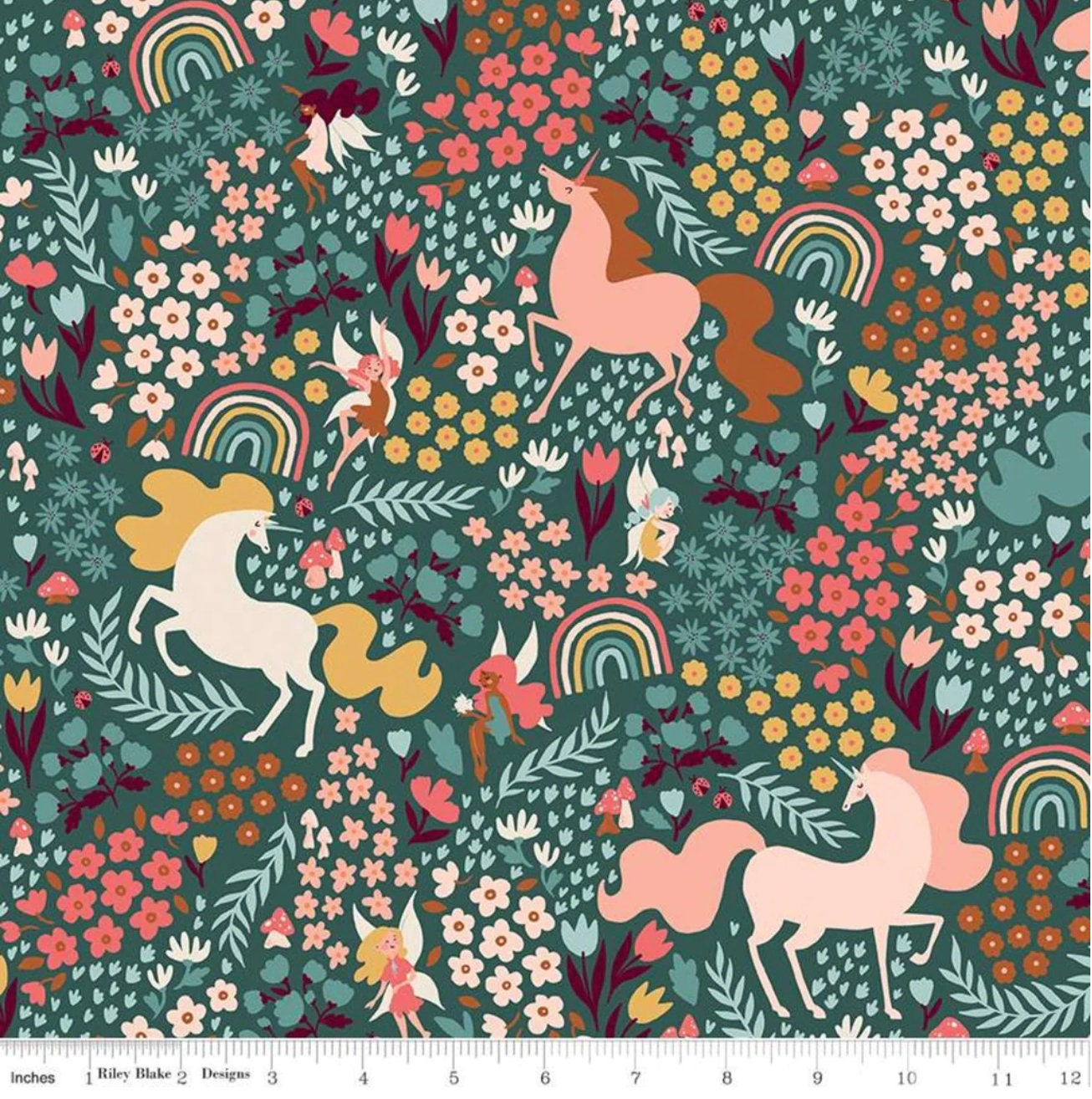 Fairy Dust Main Jade - LAMINATED Cotton Fabric - Riley Blake