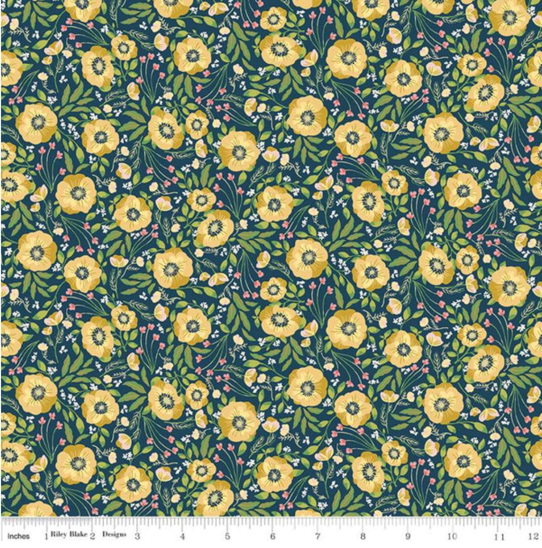 Honeycomb Hill Sweet Garden Oxford - LAMINATED Cotton Fabric - Riley Blake