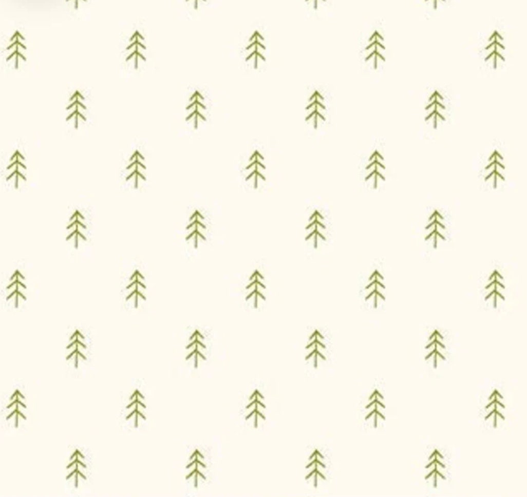 Glamp Camp Simple Trees Cream - LAMINATED Cotton Fabric - Riley Blake