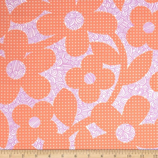 Dots and Loops Peach - Wide Width - LAMINATED Cotton Fabric - Free Spirit