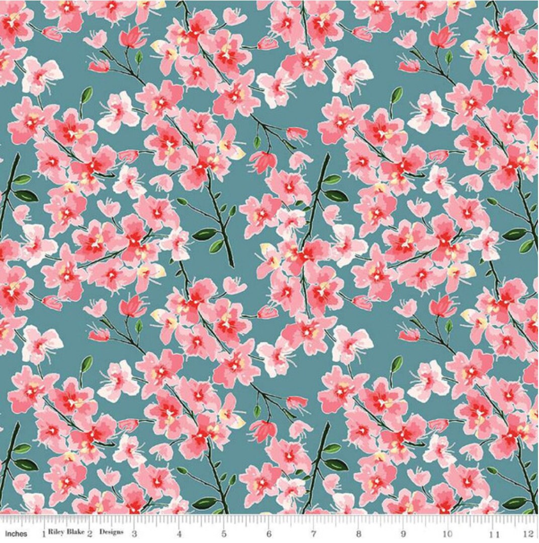 Mon Cheri Branches Lake - LAMINATED Cotton Fabric - Riley Blake