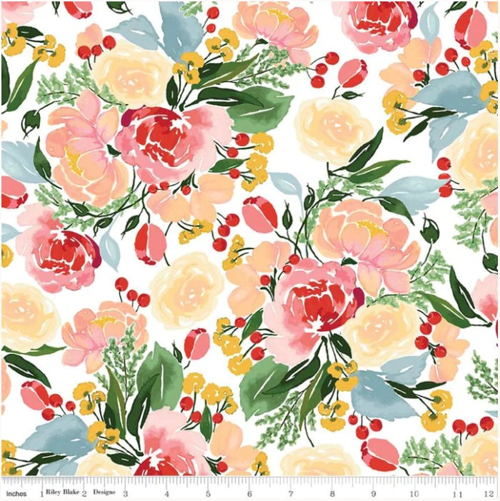 Mon Cheri Main White - LAMINATED Cotton Fabric - Riley Blake