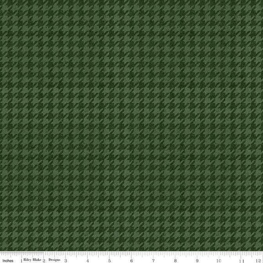 All About Plaids Houndstooth Green - LAMINATED Cotton Fabric - Riley Blake