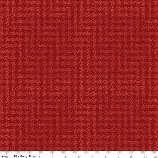 All About Plaids Houndstooth Red - LAMINATED Cotton Fabric - Riley Blake