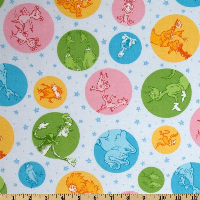 Dr. Seuss Celebrate Pastel - Wide Width - LAMINATED Cotton Fabric - Robert Kaufman